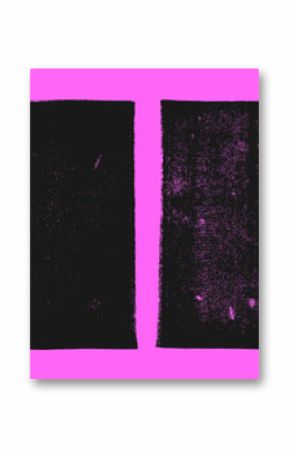 Ink paint linocut stamp texture set. Rough and eroded rectangle shapes on bright pink background.