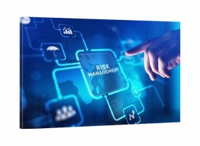 Risk Management Identifying and Mitigating Business Risks, projection on a virtual screen, Business and Technology Concept.