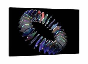 Abstract iridescent glass blocks on a black background, 3d render