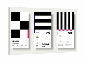 A collection of minimalist posters with geometric backgrounds and clean typography. The versatile vector patterns are perfect for posters,labels, and backgrounds with excellent text legibility.