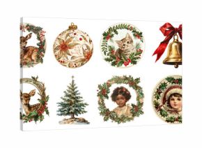 PNG Vintage Christmas holiday decoration collection, element set on transparent background