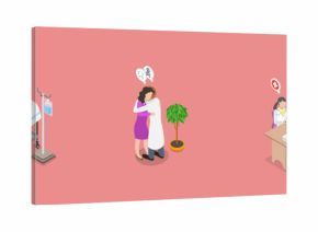 3D Isometric Flat Vector Illustration of Palliative Care, Elderly Caregiving