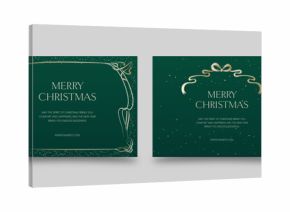 Luxe Christmas Flyer Template in Green & Gold for Luxury Holiday Invitation, Festive Xmas Poster & Greetings Card Vector Design