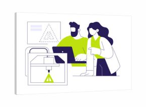 3D object printing isolated cartoon vector illustrations.