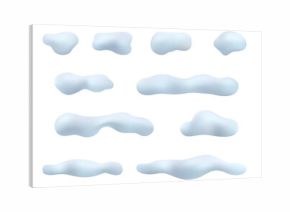 Winter weather, snowy piles with frozen icy design. Vector realistic icons set, snow caps and balls, xmas and Christmas peak or summit decoration, wintertime and seasonal blizzard. Snowcaps