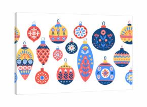 Scandinavian Christmas Ornament Pattern Festive Folk Art Seamless Background
