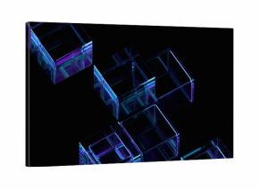 Abstract glass cubes on a black background, 3d render