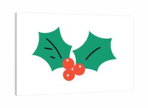 Holly leaves and berries vector, classic minimal — staple element for Christmas invitations and decorations.