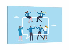 Community discussion, communication or collaboration to success, meeting dialogue message, talk or team conversation sharing opinion, business people teamwork with speech bubble communication talking.