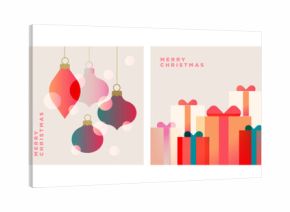 Christmas and New Year holiday card collection. Vector illustration templates for holiday greeting card, background, website and social media banner, marketing material.