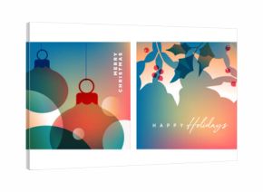 Merry Christmas and Happy New Year. Vector illustration templates for holiday greeting card, background, website and social media banner, marketing material.