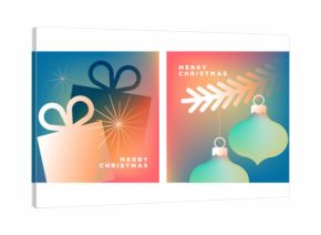 Set of Christmas and New Year holiday cards. Vector illustration templates for holiday greeting card, background, website and social media banner, marketing material.