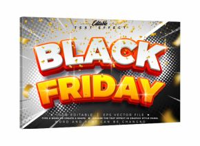 Black Friday Editable Text Effect Design Vector Graphic Style Effect with Shadow and 3D Multilayered Typography Lettering on Comic Style Background. Premium Scalable Autumn Shopping Day Illustration