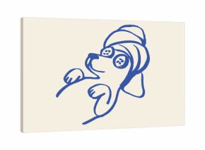 Dog spa relaxation sketch hand drawn line art vector illustration