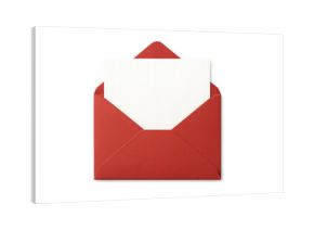 Red envelope with blank card isolated on transparent background clean cutout with soft shadow