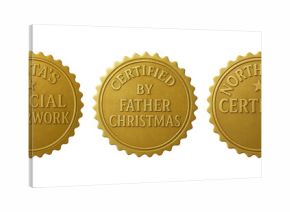 Official North Pole gold seal set — Santa Claus certified Christmas stamps and nice list stickers