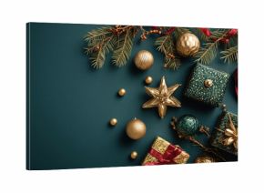 Festlicher Hintergrund Weihnachten mit Sternen und Christbaumkugeln