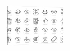 Ophthalmology line editable icon set. Contain icons related to medical eye care, optometry, vision correction, and more. Editable stroke. Vector illustration