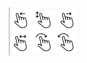Hand finger gesture icon set, slide up down left right finger signs, swipe symbol