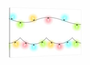 Realistic glowing colorful hanging Christmas lights, decoration lights seamless repeatable isolated realistic design elements, bright garlands bulbs, glowing lights