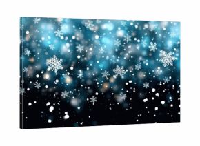 Snowflakes Falling On Blue Background With Bokeh Lights For Winter Holiday Season And Christmas Celebrations Festive And Decorative
