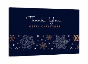 thank you christmas greeting card with seamless pattern snowflake border vector illustration