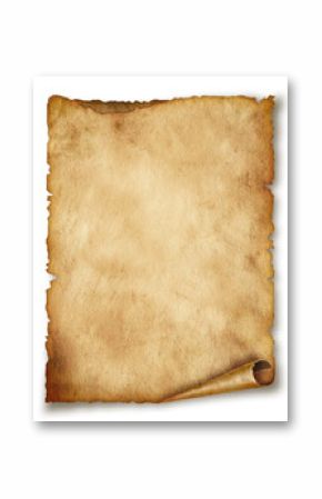 Old paper scroll isolated on white