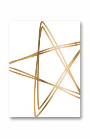 Stylized star is appearing in flat design with overlapping gold brush lines on transparent backdrop