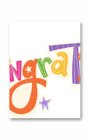 Congrats word-art is showcasing flat design with letters and star icons on transparent background