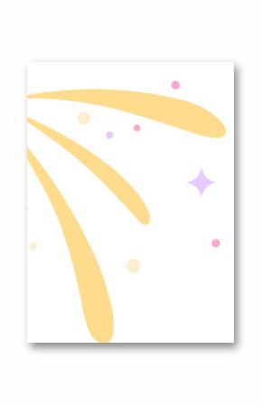 Digital design is sparkling with yellow teardrops, pastel dots, star shapes on transparent canvas