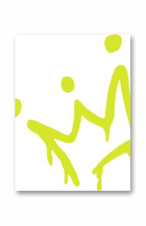 Abstract star shapes are dripping lime green paint in flat design, with transparent background