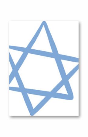 Showing flat design abstract seven-pointed star with uneven light blue strokes on clear background