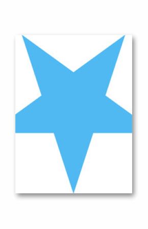 Light blue six-pointed star-like polygon is floating on transparent background, flat vector design