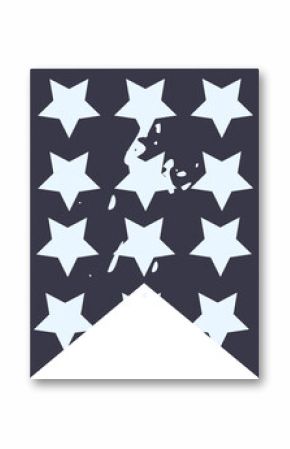 Flat design showing pale star shapes with central splatter and teal triangle on transparent canvas