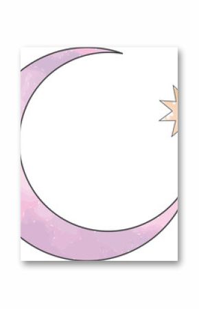 Pastel gradient crescent moon is floating on transparent backdrop, showing peach eight-pointed star