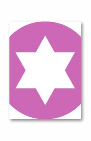 Flat graphic emblem floating on transparent backdrop showing magenta disc cutting six-pointed star
