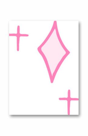 Flat design large diamond sparkle and two star sparkles are floating on transparent bg