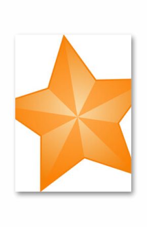 5-pointed geometric star floating on transparent background in 3D render faceted orange gradient