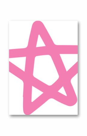 Abstract pink star doodle is being shown in flat hand-drawn style, with transparent background