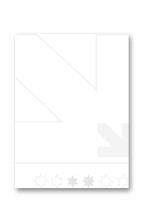 Arrow is pointing down-right in flat art, varied star icons are floating on transparent background