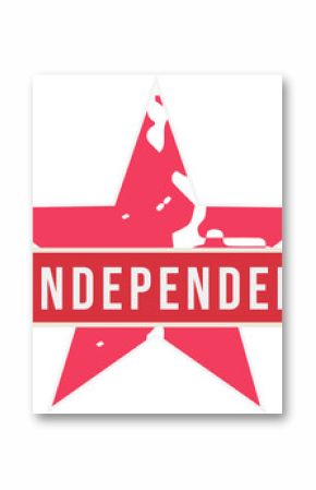 Displaying vector badge with star and ribbon saying HAPPY INDEPENDENCE DAY, transparent backdrop