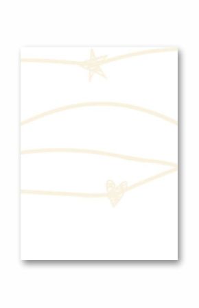 Featuring flat design with five cream wavy strokes and star heart accents on transparent background