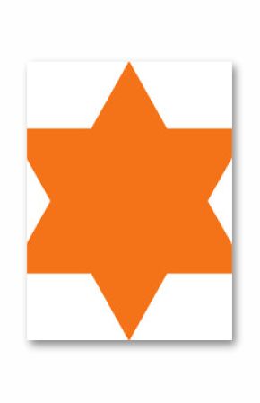 Abstract eight-pointed star shape is radiating orange points on transparent canvas in flat design