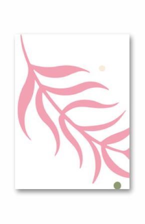 Minimalist flat design showing pink branch with orange star and pastel dots, transparent background