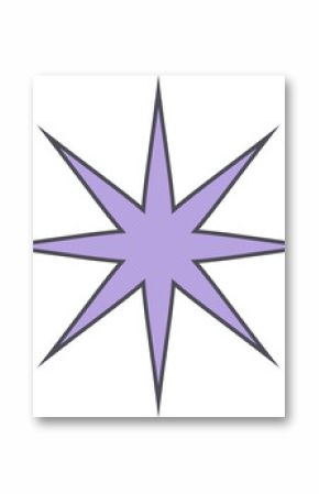 Displaying flat design purple star graphic on transparent background, highlighting radial symmetry