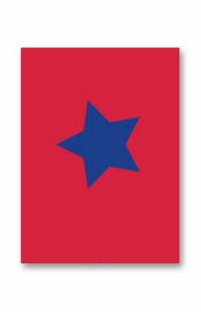 Abstract banner is featuring dark blue star on red ribbon, flat design on transparent background