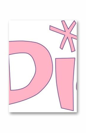 Stylized pink text spelling ZODIAC is arching in flat style with star dot, transparent background