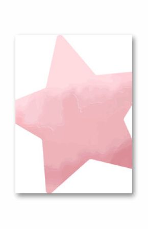 Pastel pink star is floating on transparent background in flat design, featuring gradient texture