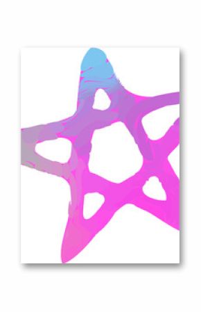 Flat abstract star-like form is floating with pastel gradient strokes on transparent background