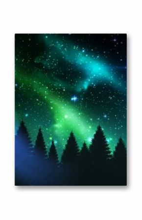 Aurora shimmering over forest at night